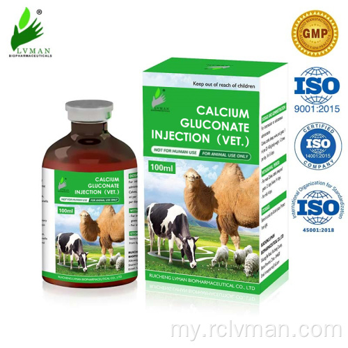 တိရိစ္ဆာန်အသုံးပြုမှုအတွက် Calcium Gluconate 100ml ဆေးထိုး